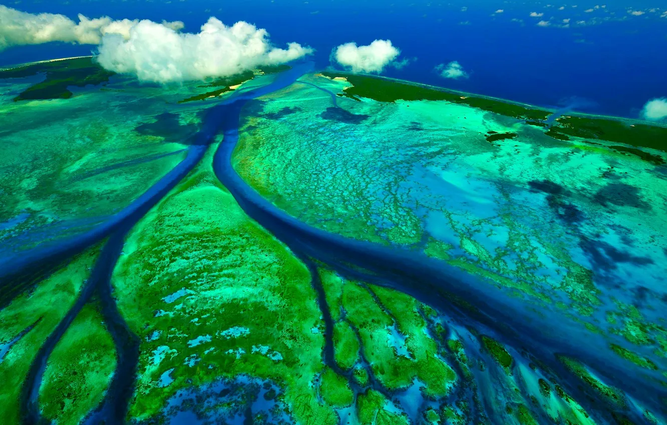 Photo wallpaper The Indian ocean, tidal channels, Sechelski Islands, the Aldabra Atoll