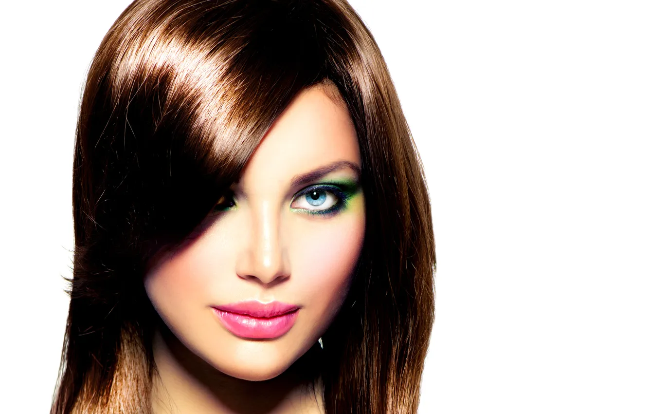 Photo wallpaper look, face, model, makeup, brunette