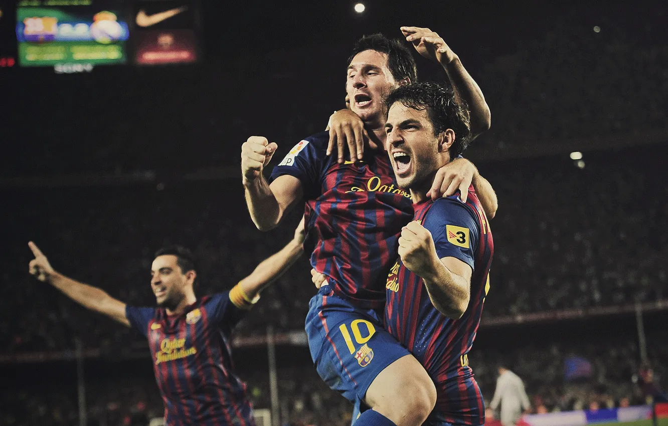 Photo wallpaper football, football, Fabregas, soccer, Camp Nou, Messi, Xavi, FC Barcelona