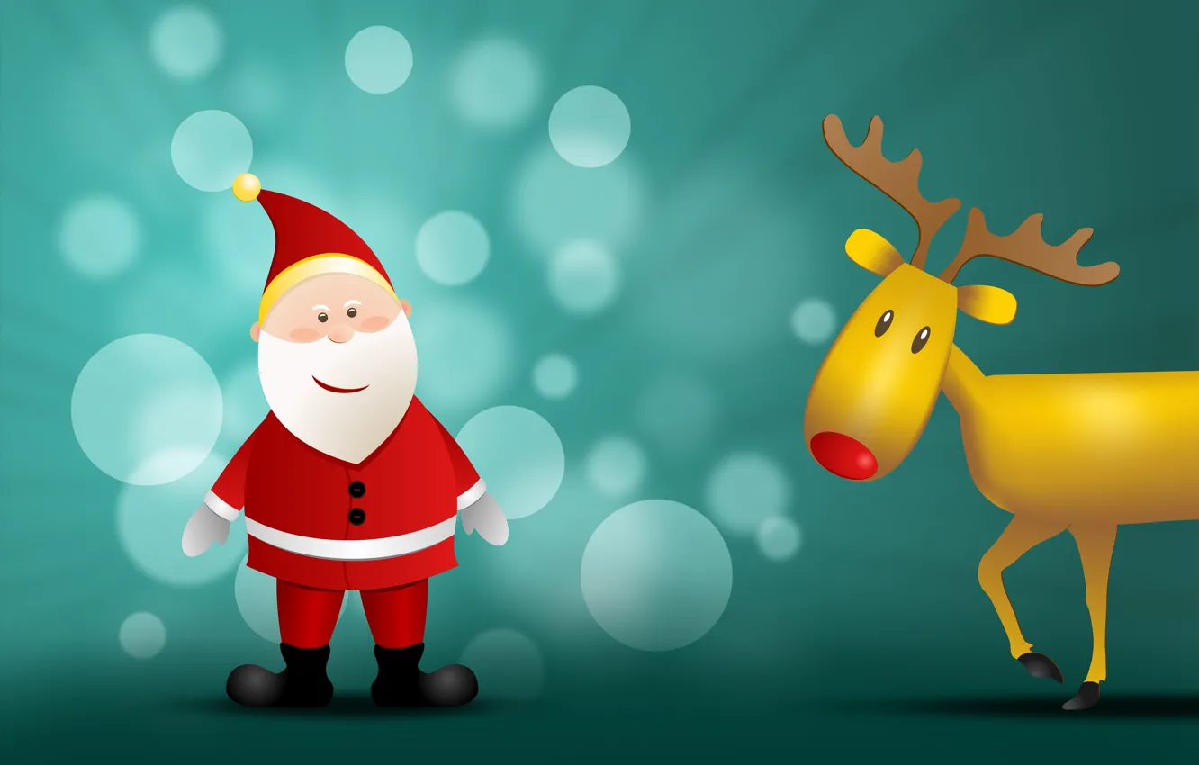 Photo wallpaper holiday, graphics, new year, Christmas, deer, tree, christmas, new year