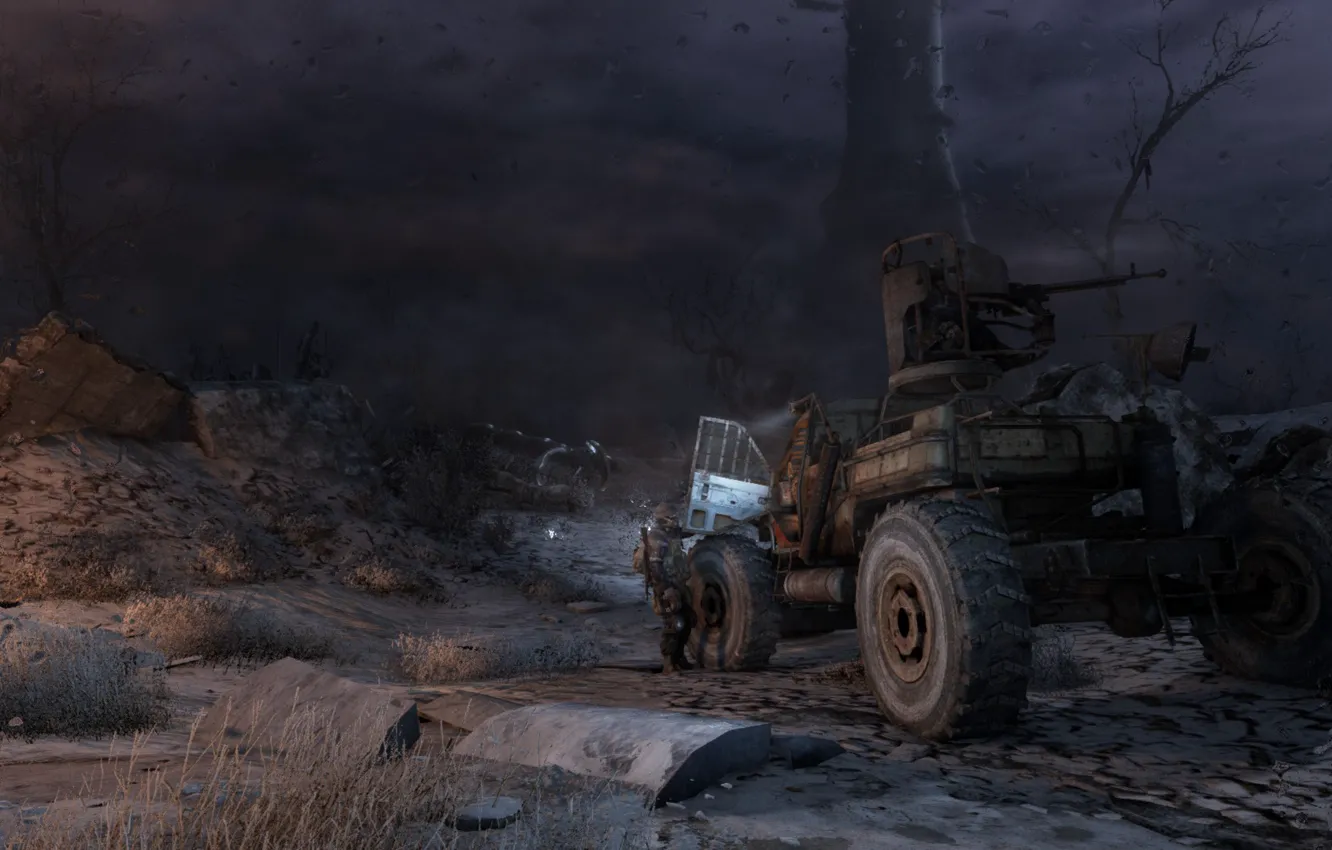 Photo wallpaper machine, one, metro 2033, words, Metro 2033, writes, armored car, what