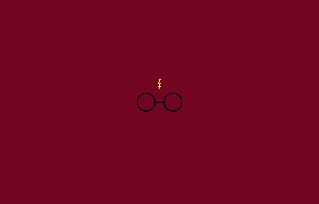 Photo wallpaper minimalism, glasses, Harry Potter, scar, minimalism, red background, Harry Potter, glasses