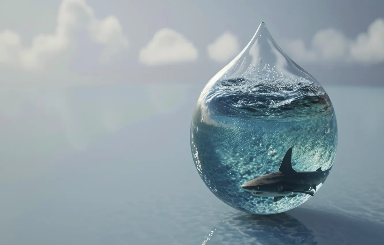 Photo wallpaper world, drop, water, realistic, ecosystem