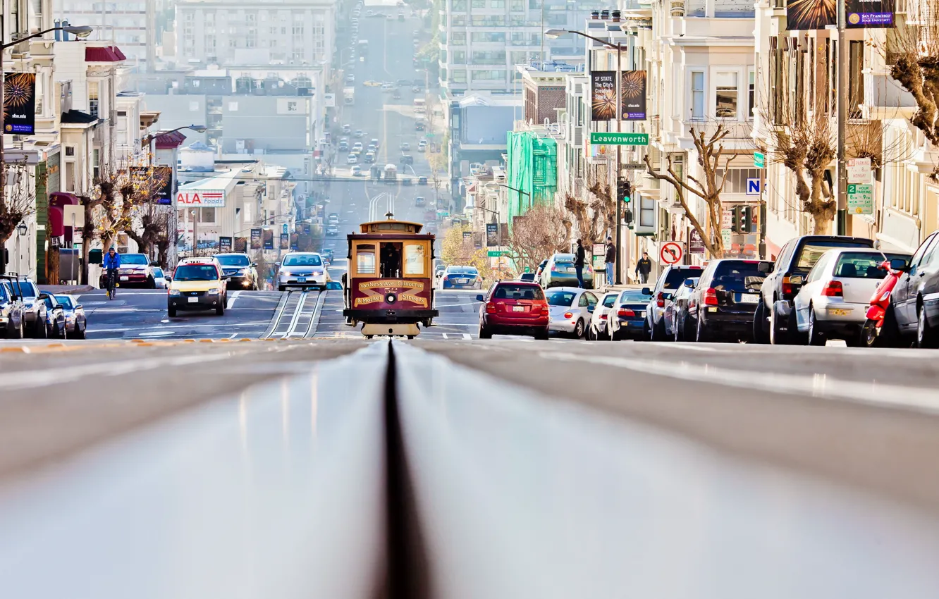 Photo wallpaper street, San Francisco, trams