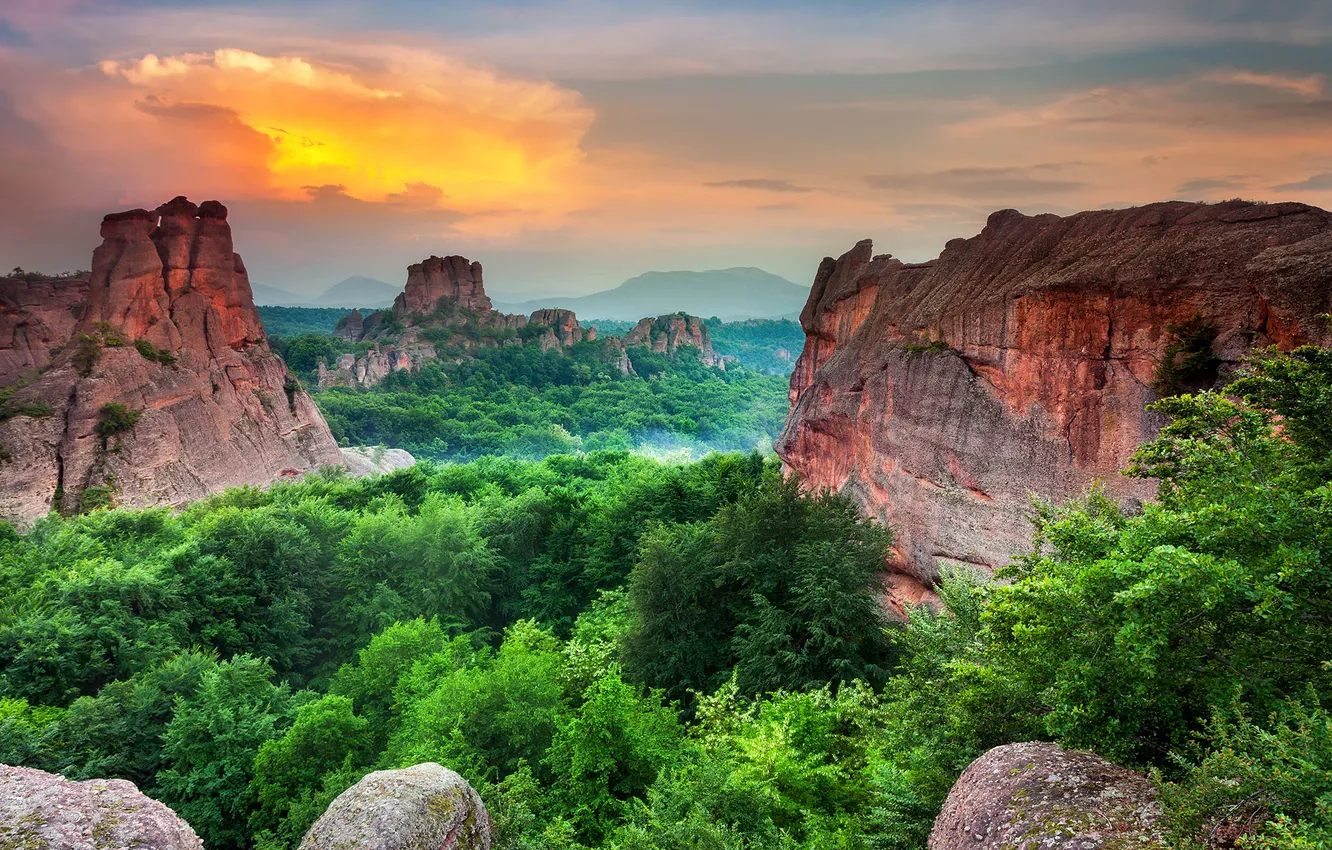 Photo wallpaper sunset, Bulgaria, Belogradchik Rocks
