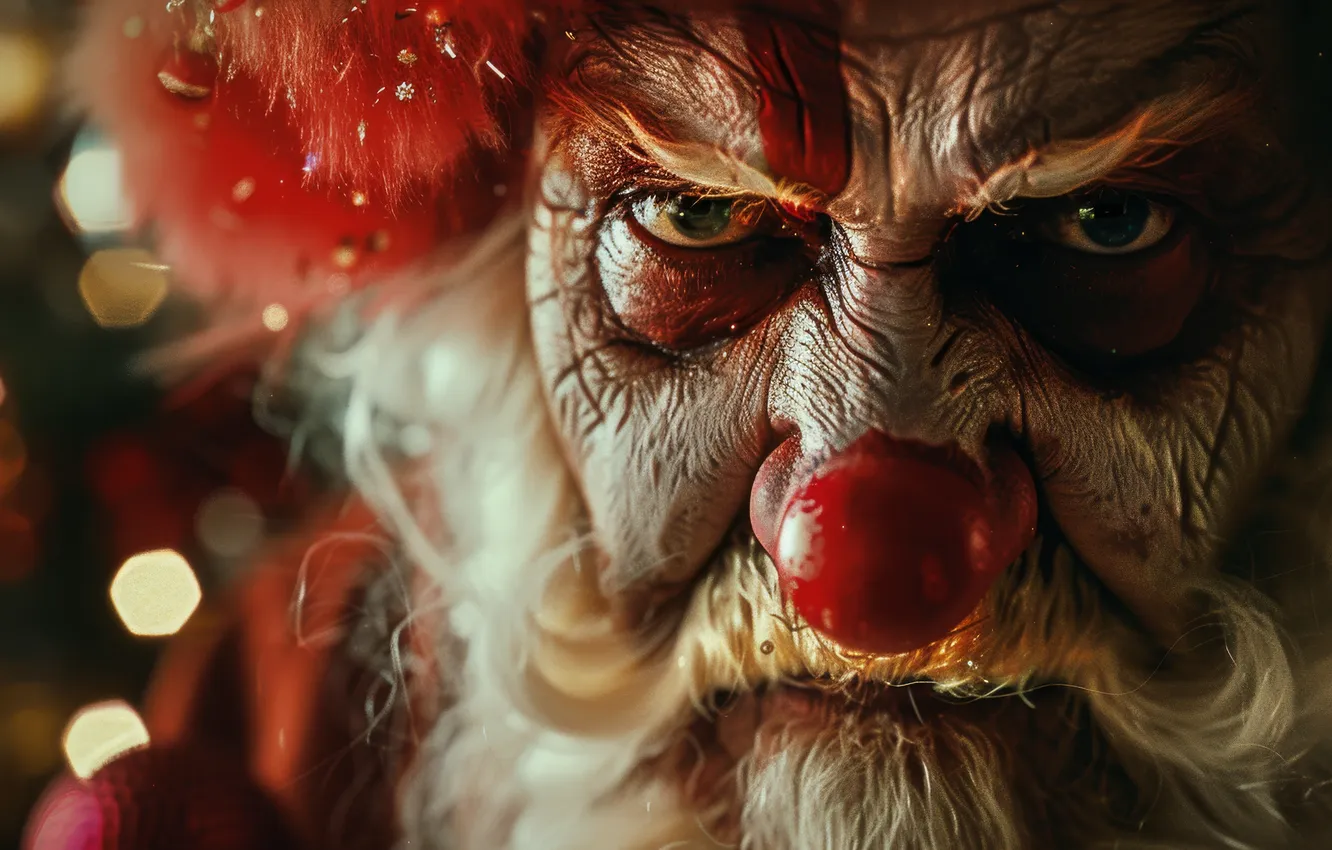 Photo wallpaper Look, Christmas, New year, Santa Claus, Digital art, Closeup, AI art, The Art of Artificial …