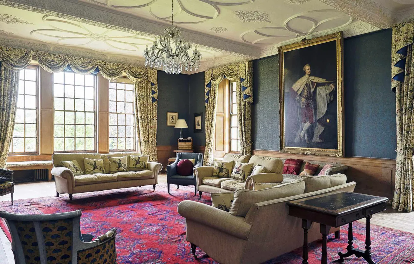 Photo wallpaper design, style, castle, interior, picture, Scotland, living room, Perthshire