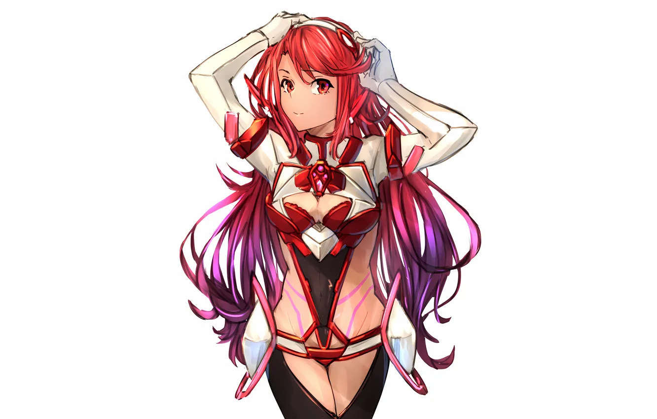 Photo wallpaper girl, sexy, cleavage, thighhighs, long hair, boobs, anime, beautiful