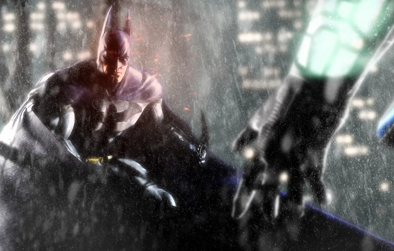 Photo wallpaper rain, hand, hero, Batman, Batman Arkham City, Warner Bros. Interactive Entertainment, Rocksteady Studios