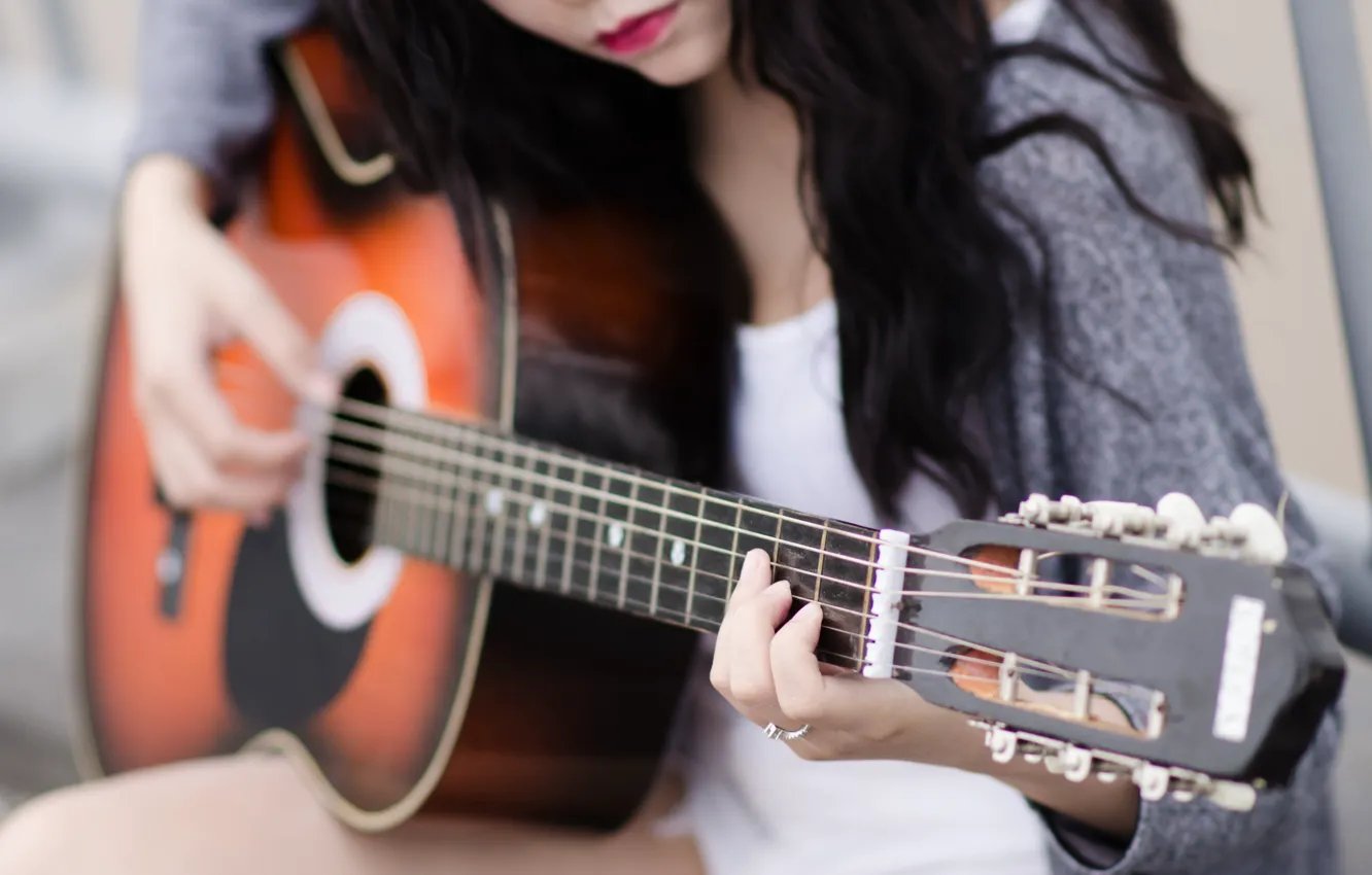 Photo wallpaper girl, music, guitar