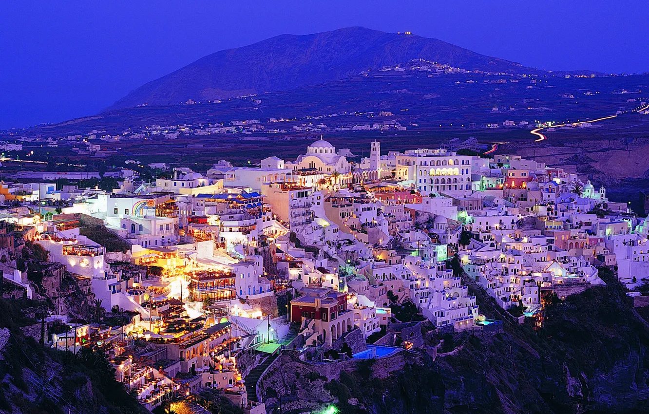 Photo wallpaper the city, lights, the evening