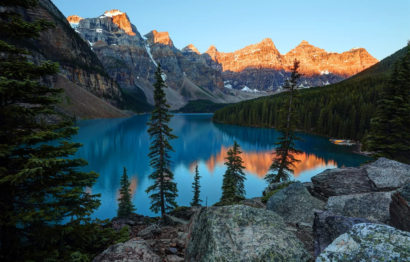 Photo wallpaper landscape, mountains, lake, beauty