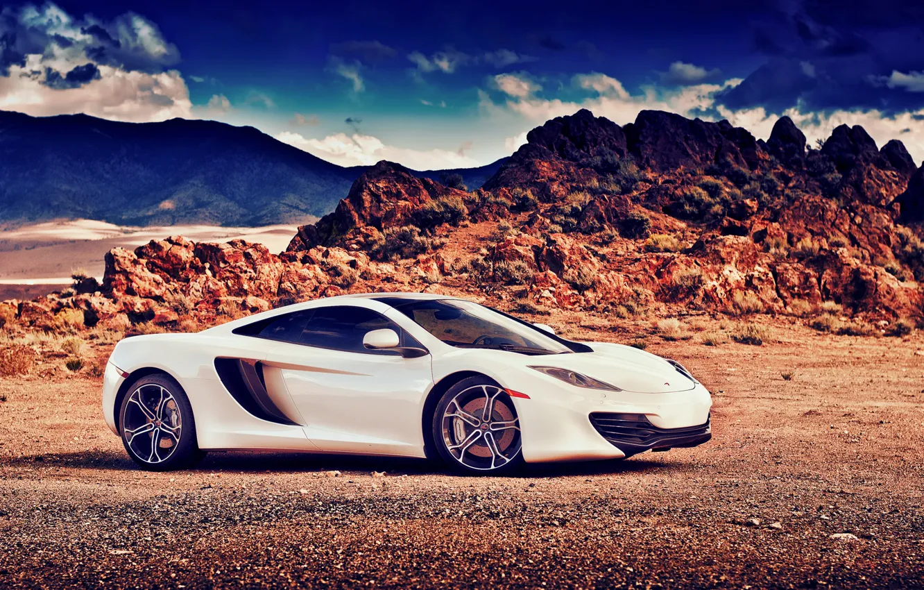 Photo wallpaper McLaren, white, MP4-12C, profile