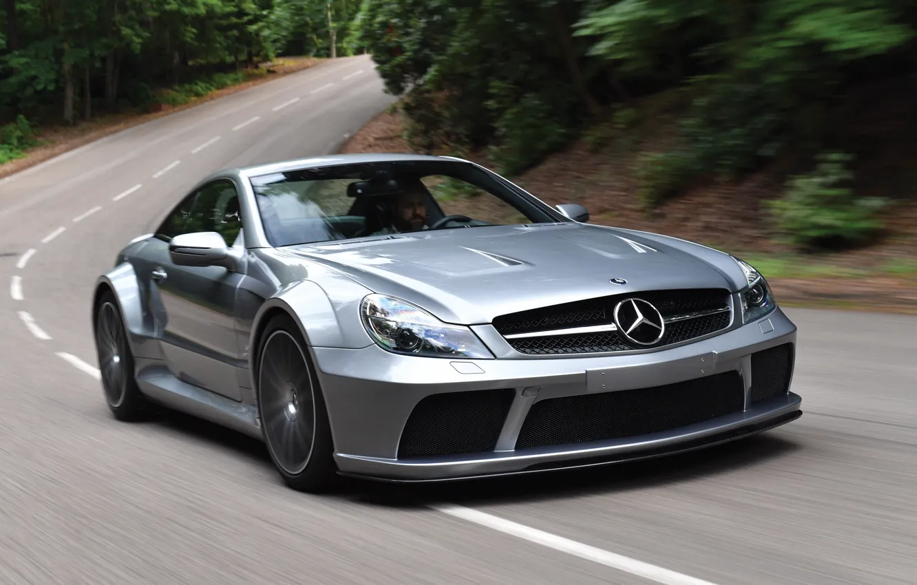 Photo wallpaper road, car, machine, Mercedes-Benz, speed, AMG, speed, Black Series