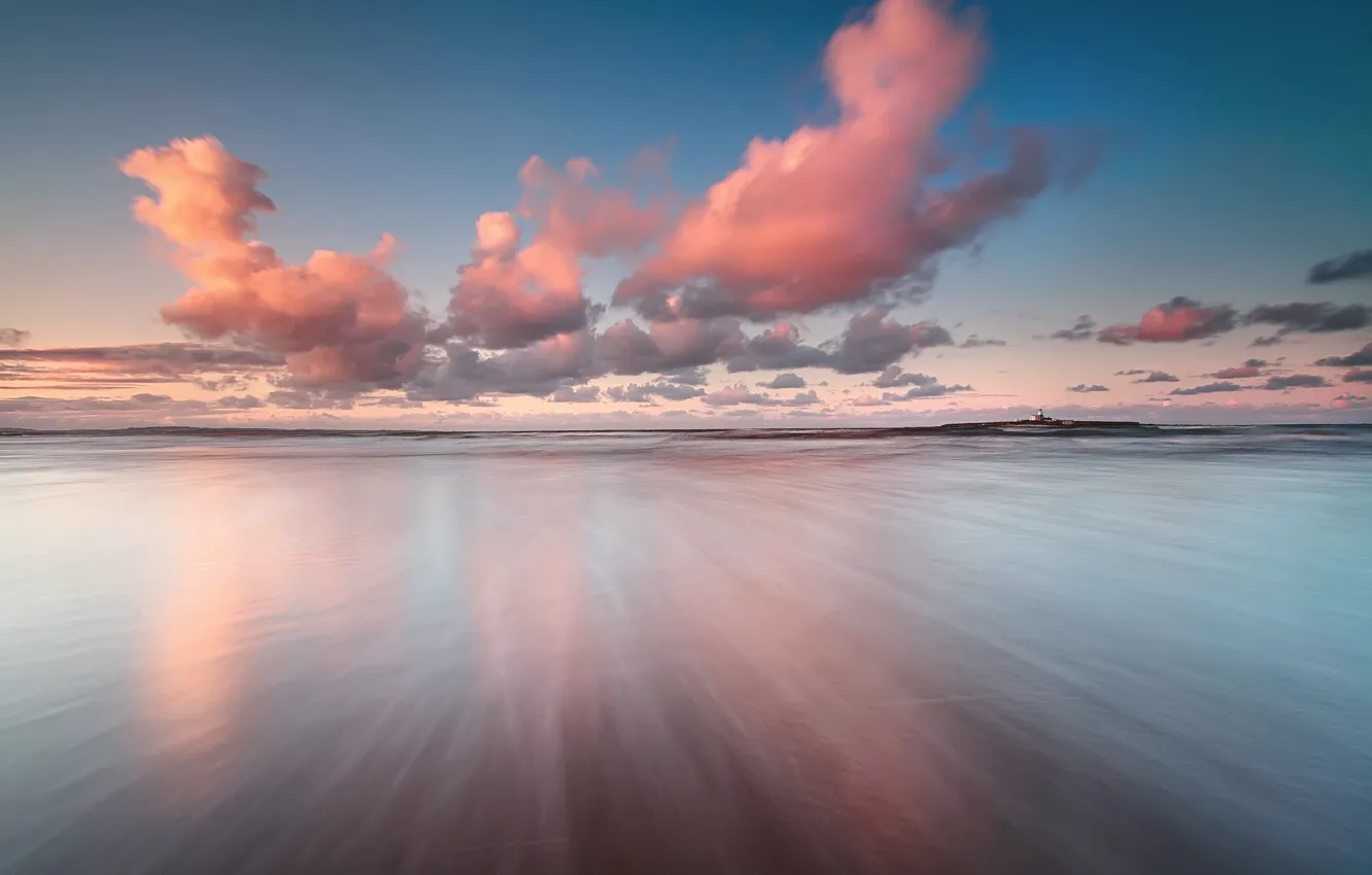 Photo wallpaper sea, the sky, clouds, reflection
