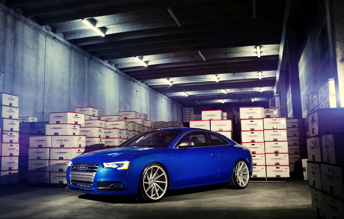 Photo wallpaper Audi, wheels, blue, vossen