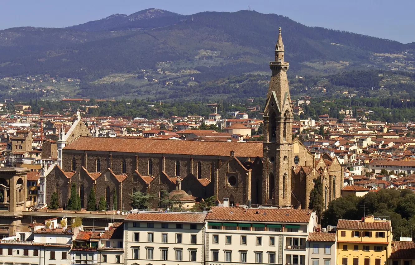 Photo wallpaper mountains, home, Italy, Florence, Basilica of Santa Croce