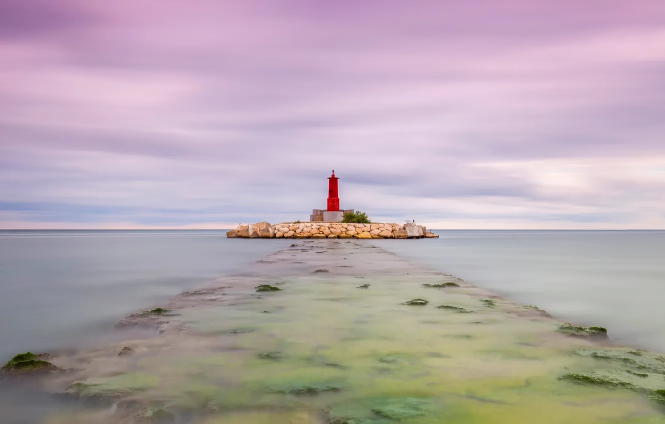 Photo wallpaper sea, lighthouse, Spain, Valencia