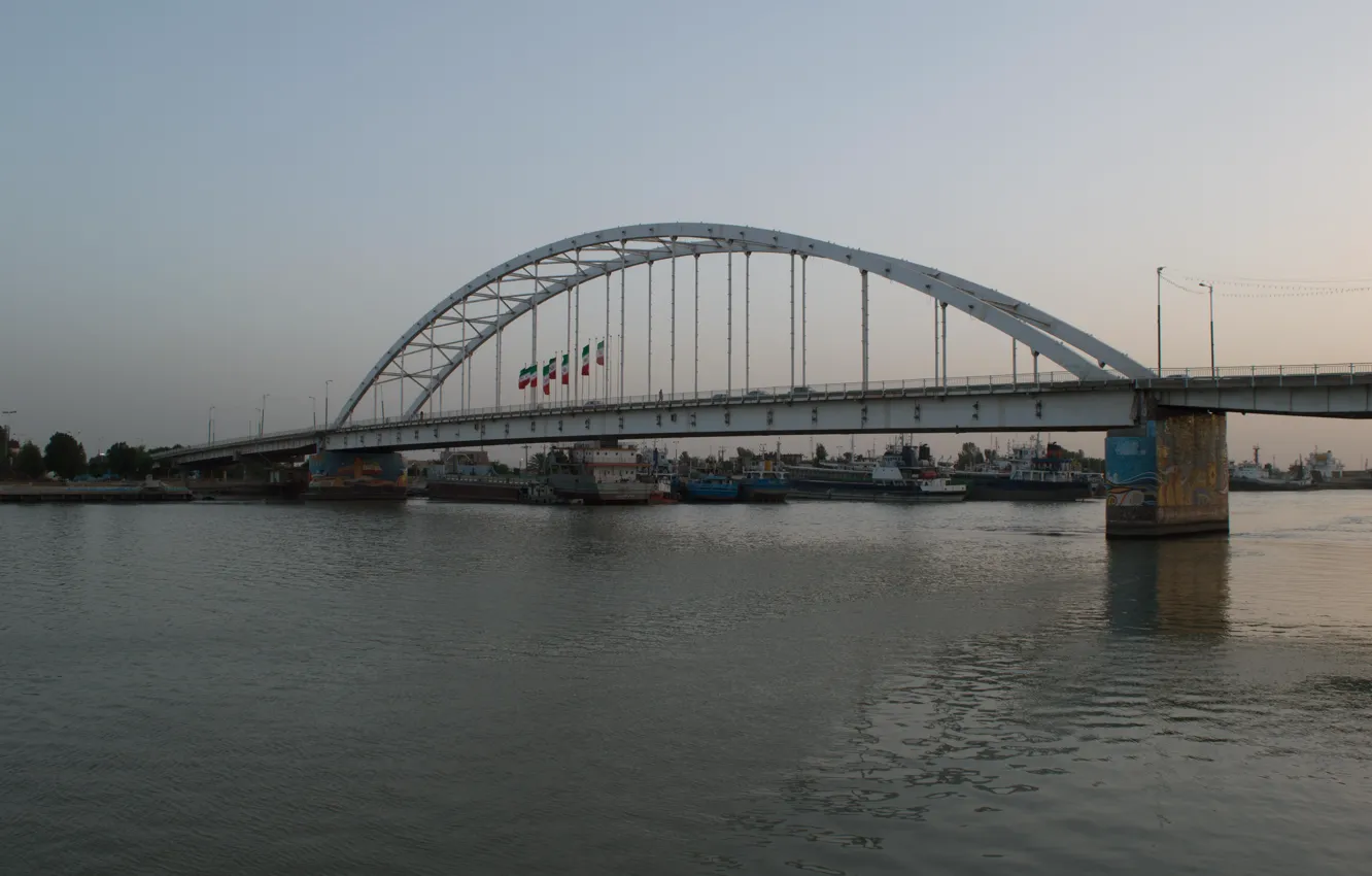 Photo wallpaper bridge, khorramshahr, B&w