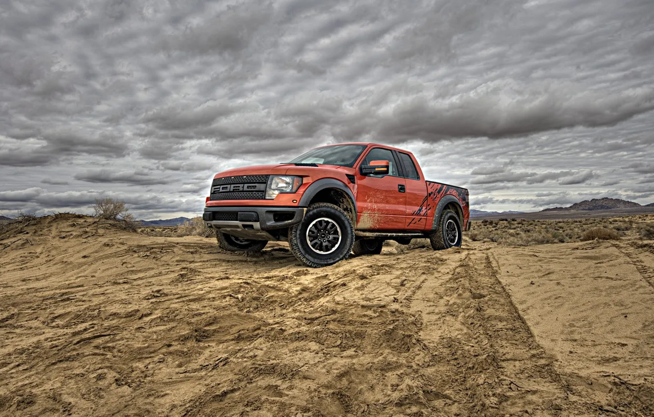 Photo wallpaper road, machine, dirt, Ford, auto wallpspers, ford f150 svt raptor