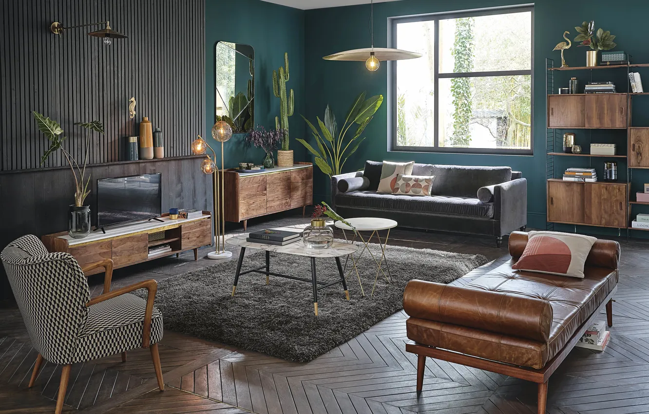 Photo wallpaper design, style, room, plant, interior, living room, upholstered furniture