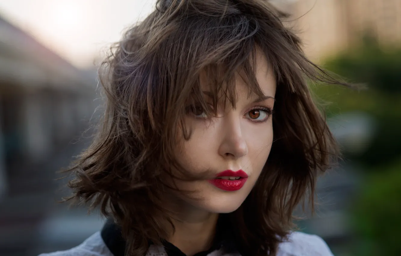 Photo wallpaper eyes, look, face, the wind, hair, Shine, portrait, hairstyle