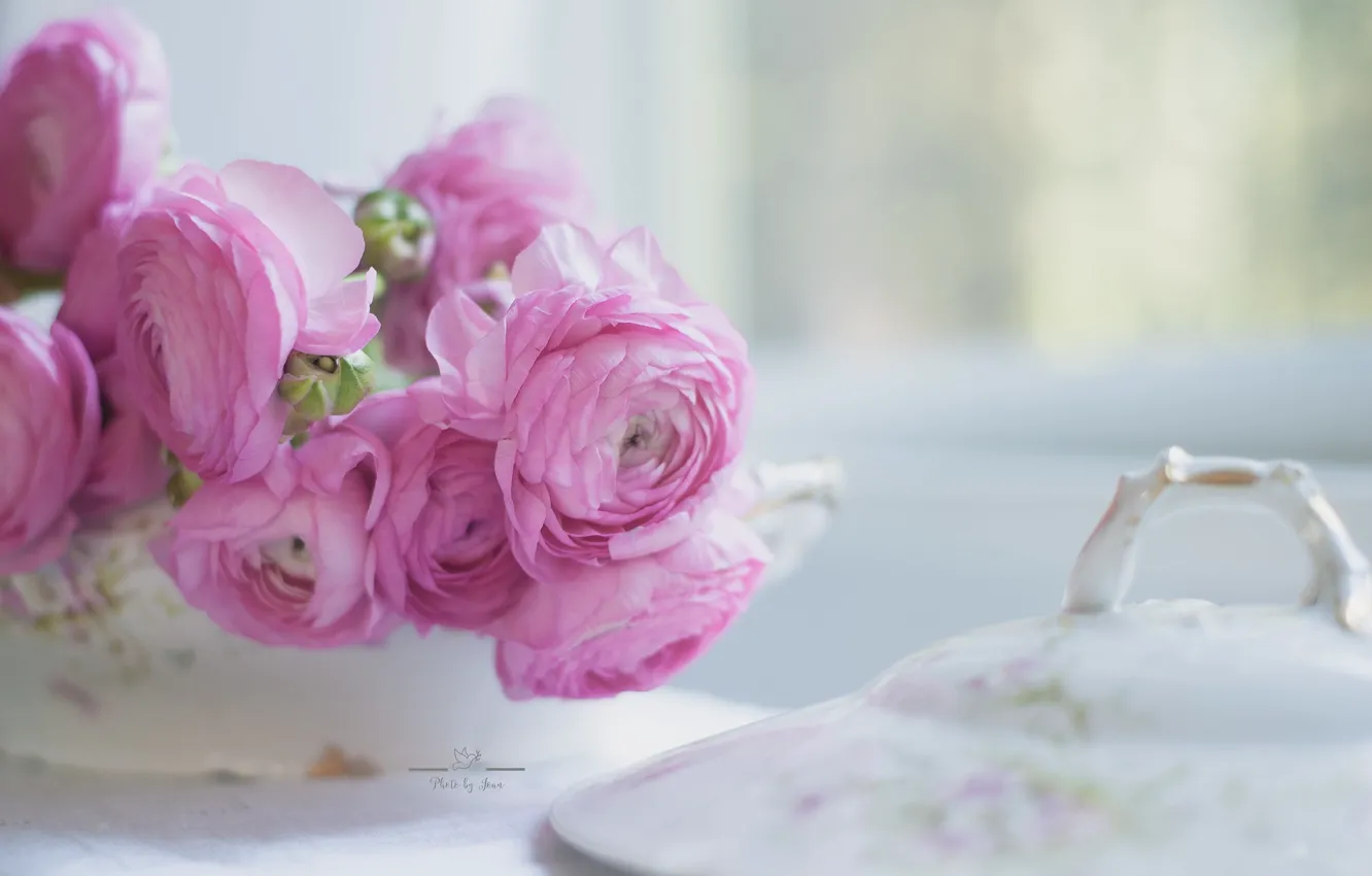 Photo wallpaper flowers, bouquet, vase, lupins