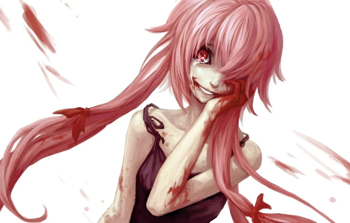 Photo wallpaper spot, red eyes, madness, Mirai Nikki, future diary, Yuno Gasai, obsessed, hell of a grin