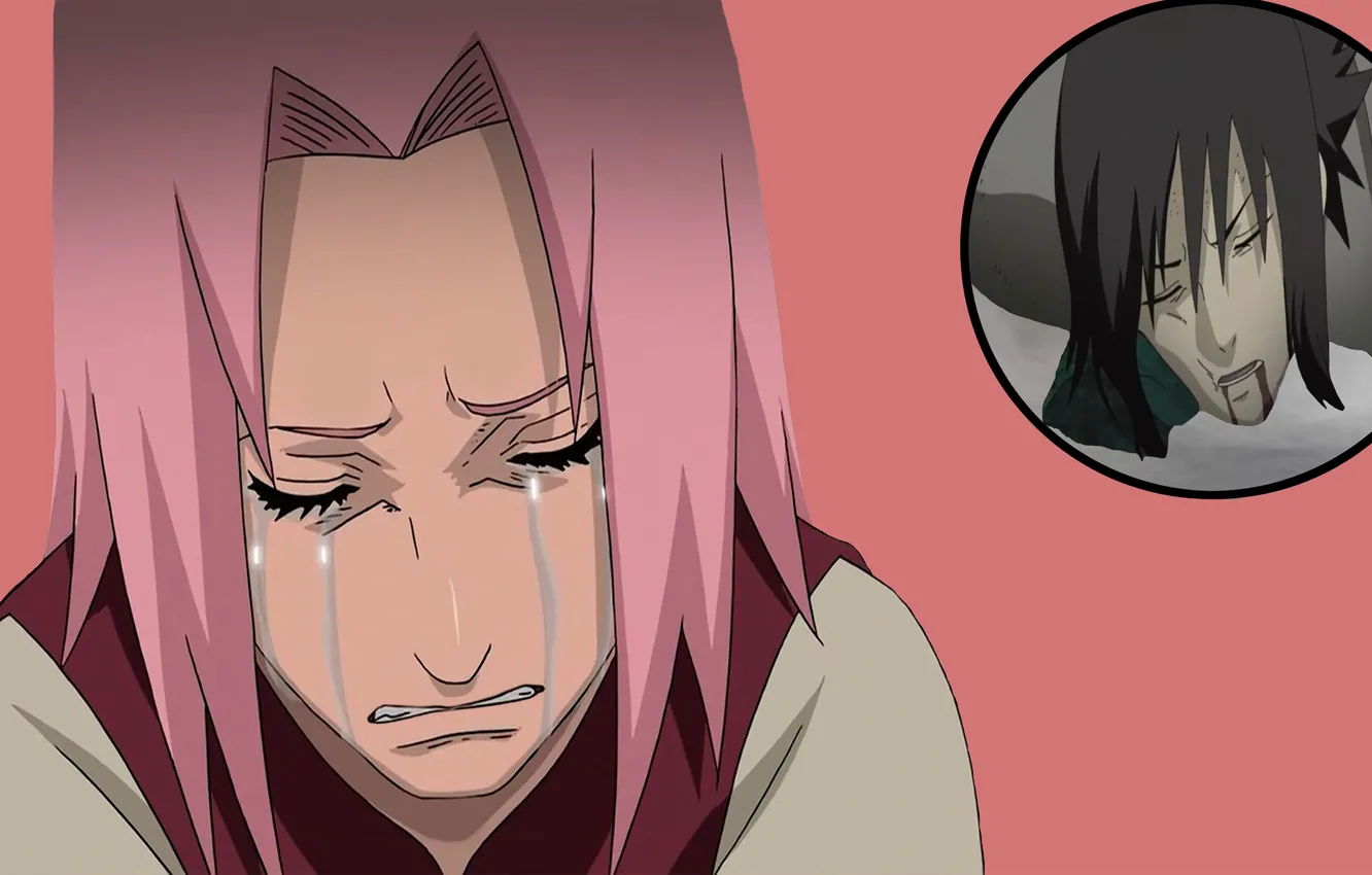 Photo wallpaper Sasuke Uchiha, Sakura Haruno, Sasuke and Sakura, Sakura sobs, Sasuke dead