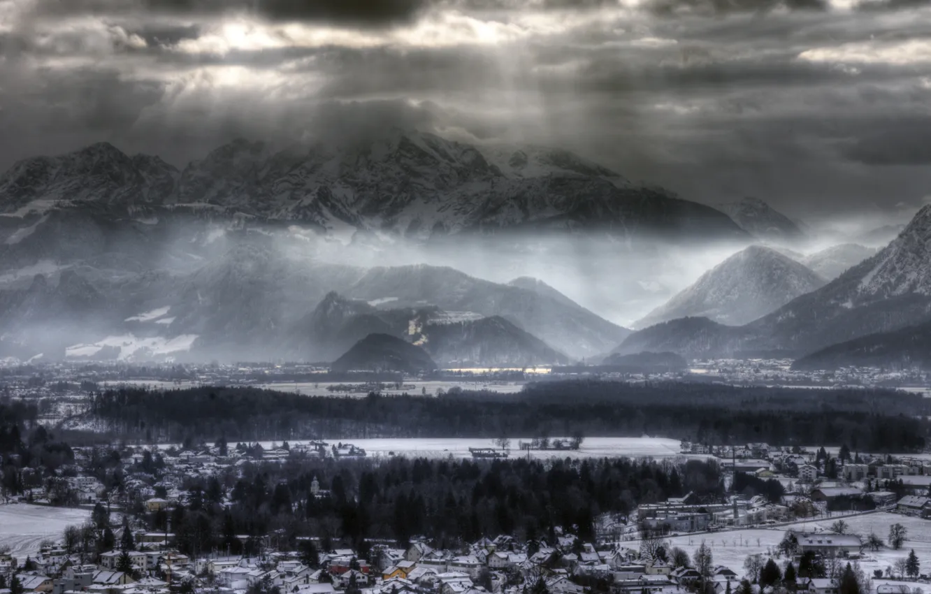 Photo wallpaper light, mountains, storm, Alps, light, storm, mountains, Alps