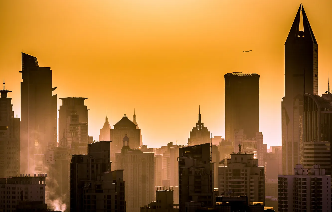 Photo wallpaper sunset, china, shanghai