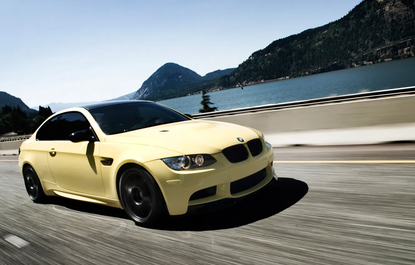 Photo wallpaper auto, yellow, speed