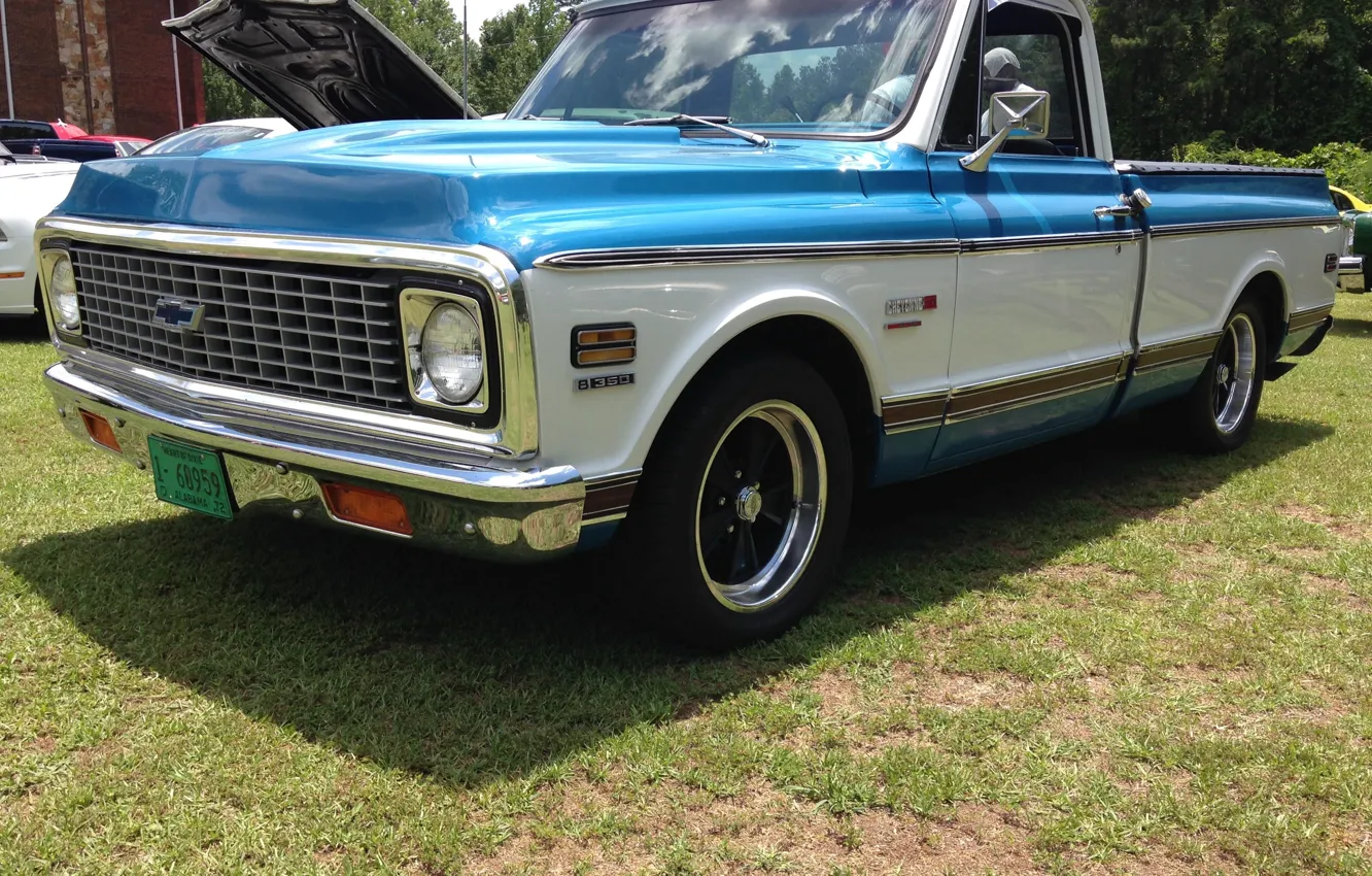 Photo wallpaper Chevrolet, Blue, White, Pickup