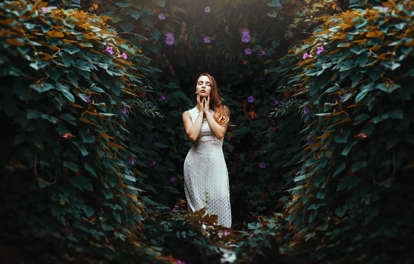Photo wallpaper girl, flowers, nature, dress, photographer, Ronny Garcia