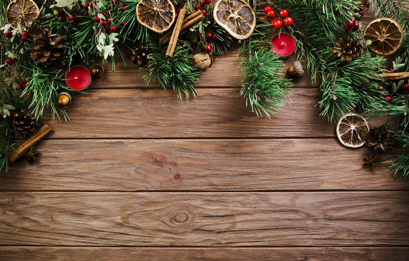 Photo wallpaper tree, new year, candles, Christmas, Christmas, bumps, wood, New Year