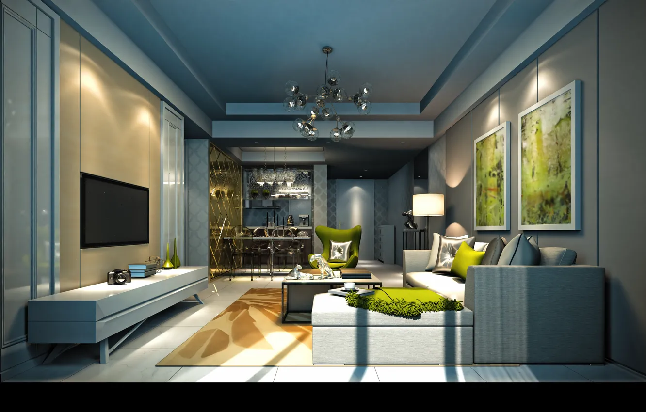 Photo wallpaper furniture, interior, living room, interior