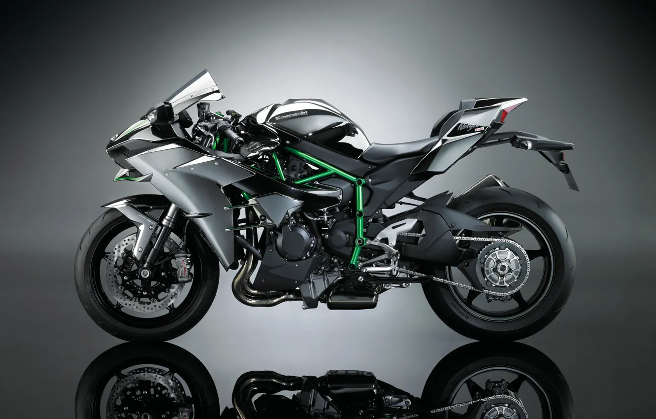 Photo wallpaper Kawasaki, Ninja, shinobi, motorbike, Kawasaki Ninja, Kawasaki Ninja H2