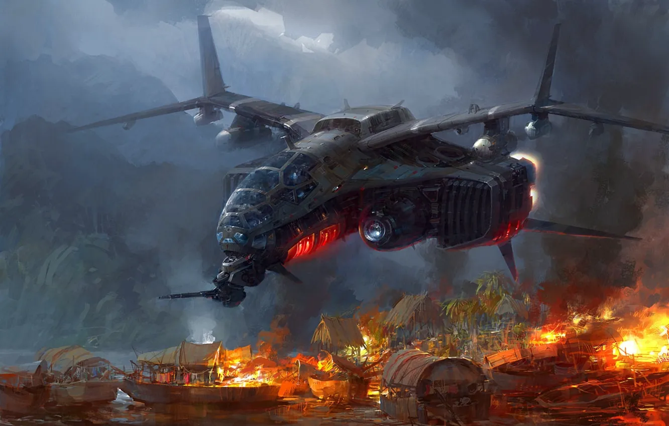 Photo wallpaper lights, boat, ship, destruction