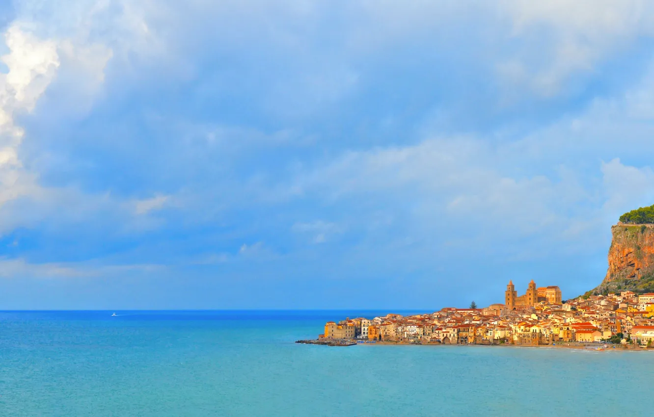 Photo wallpaper sea, the city, Italy, Sicily, Cefalu
