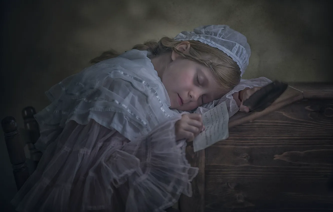 Photo wallpaper letter, sleep, the situation, girl, vintage, sleeping girl
