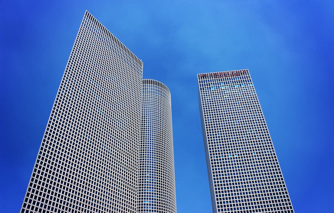 Photo wallpaper sky, buildings, skyscrapers, Israel, Tel Aviv Yafo, Azrieli Center, Crowne Plaza, Azrieli Mall