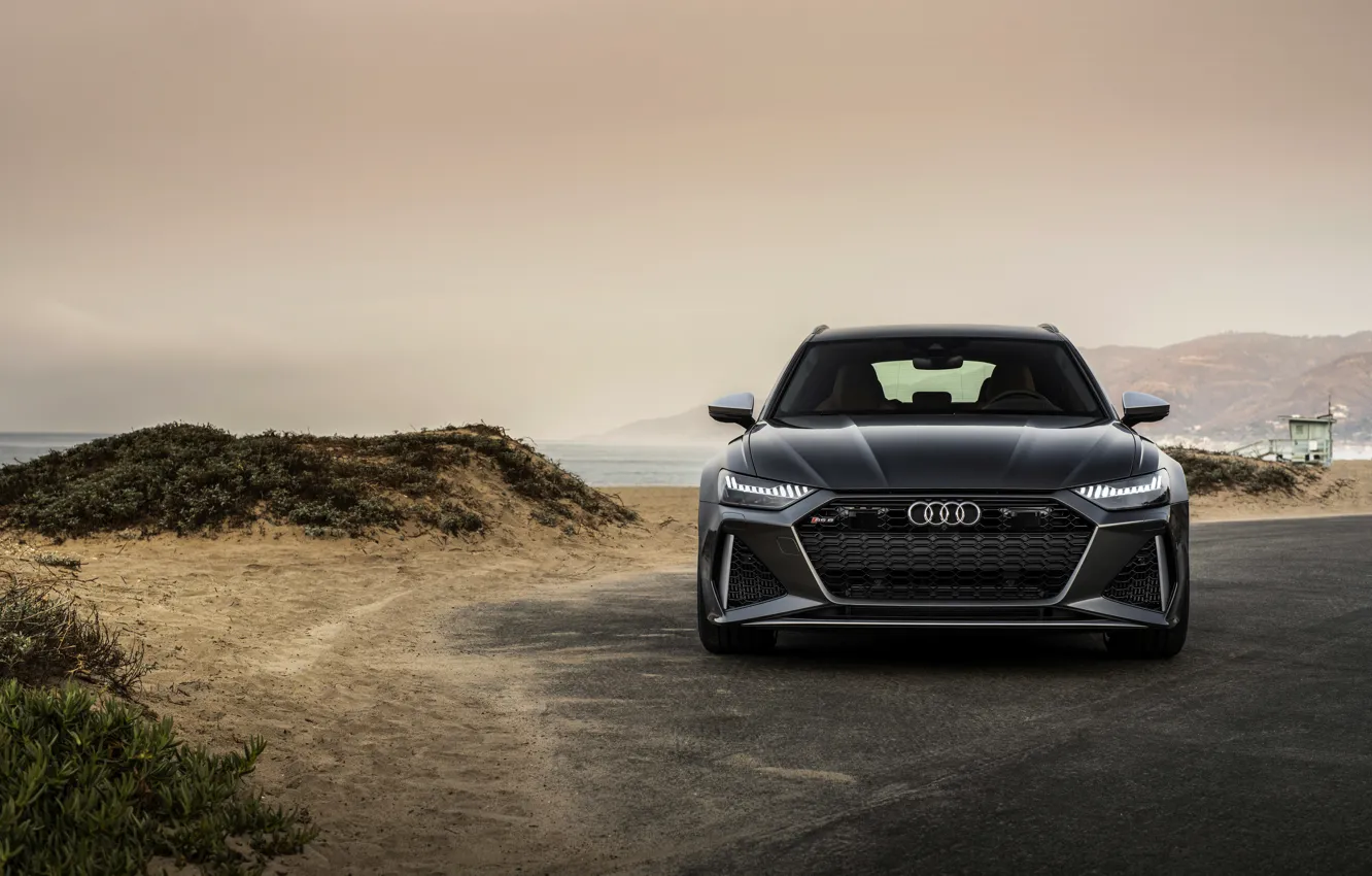 Photo wallpaper Audi, front, universal, RS 6, 2020, 2019, dark gray, V8 Twin-Turbo