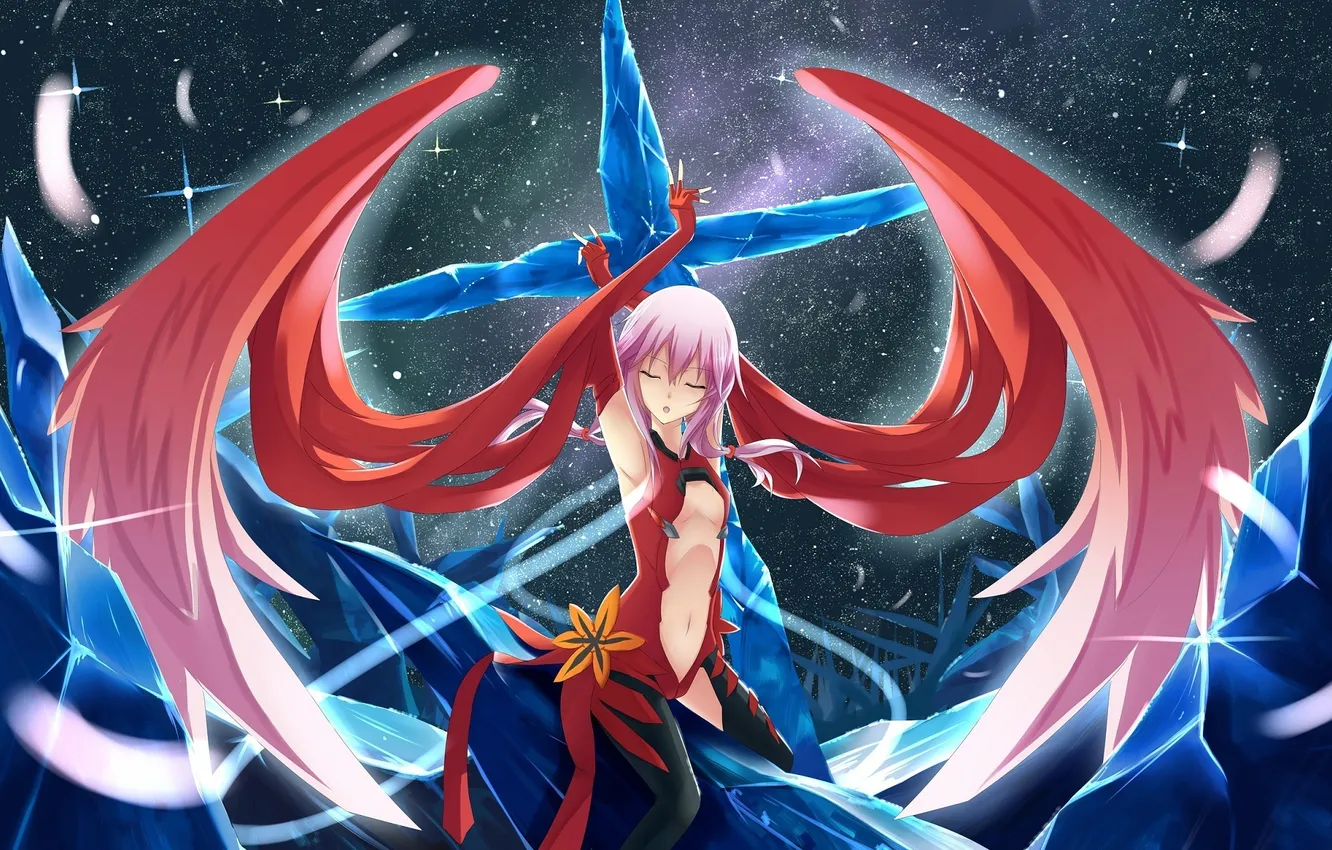 Photo wallpaper ice, girl, cross, art, guilty crown, inori yuzuriha, makadamia