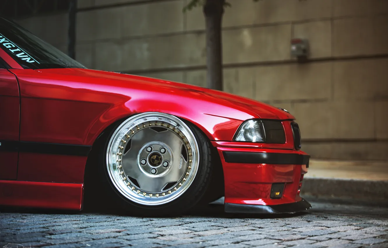 Photo wallpaper BMW, red, drives, tuning, E36