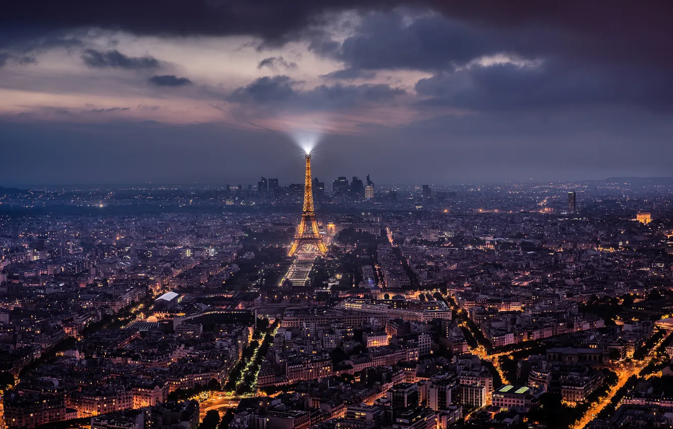 Photo wallpaper light, night, the city, lights, France, Paris, tower, home