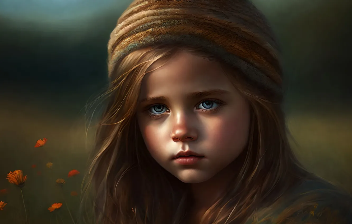 Photo wallpaper girl, serious, gloomy