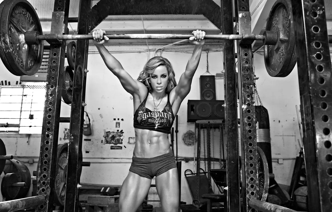 Photo wallpaper girl, sport, rod, gym