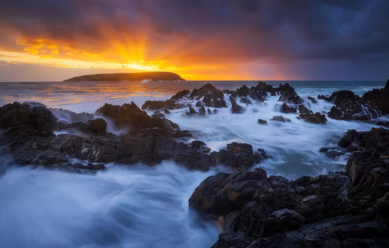 Photo wallpaper sea, sunset, rocks, Australia, Australia, The great Australian Bay, Great Australian Bight, Waitpinga