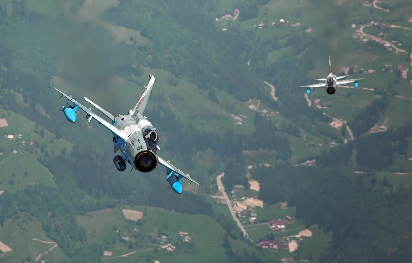 Photo wallpaper fighter, pair, The MiG-21, OKB Mikoyan and Gurevich, The BBC Romania, PTB