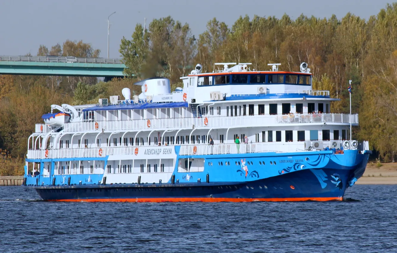 Photo wallpaper ship, cruise liner, river